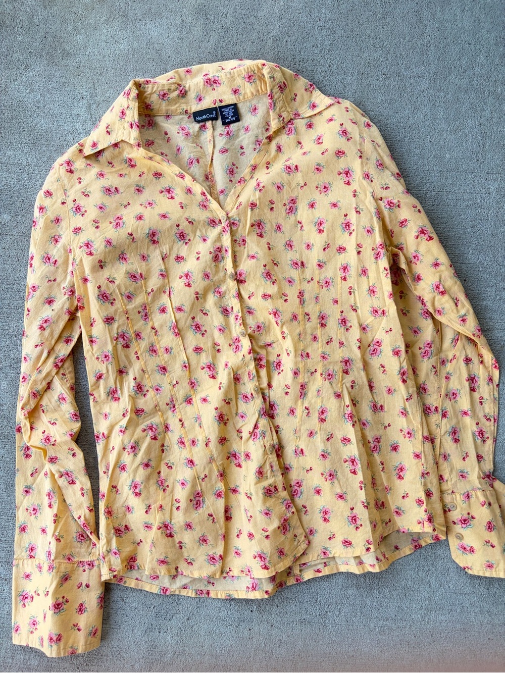 Vintage 90s northcrest cottagecore floral boho button down long sleeve top